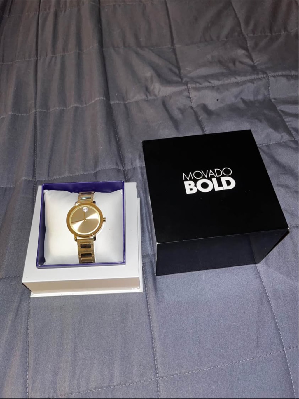 Movado Gold Womens Minimalist Bracelet Watch
